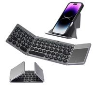 LAMA Clavier Bluetooth pliable avec pavé tactile, clavier portable ultra fin pliable pour iPad, tablette, smartphone, iOS, Android, Windows PC, gris foncé