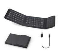 LAMA Clavier Bluetooth pliable avec pavé tactile, clavier portable ultra fin pliable pour iPad, tablette, smartphone, iOS, Android, Windows PC (noir, Layout UK)