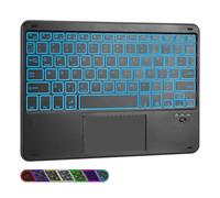 LAMA Clavier sans fil rétroéclairé 7 couleurs avec pavé tactile, portable, Bluetooth, ultra fin, mini clavier universel pour iPad/tablette/iOS/Android/Windows/ordinateur portable/ordinateur/téléphone