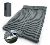 LAMA Double Matelas Isolant de Camping Gonflable pour 2 Personnes 200 * 140 * 10 cm Tapis de Couchage Ultra léger avec Pompe à air Coussin Presse à Pieds pour Camping, randonnée, Tente, Plage, Gris