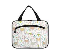 Lama ethnique tribal coloré sans couture, cactus cactus sur blanc, 1 trousse de toilette de voyage à suspendre avec poignées, organisateur de maquillage portable, étui de rangement portable pour