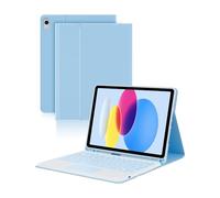LAMA Étui avec clavier Bluetooth avec pavé tactile pour iPad 10e génération 11" 2022, iPad A16 11" 2025, étui avec clavier sans fil amovible avec porte-crayon, bleu