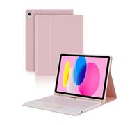 LAMA Étui avec clavier Bluetooth avec pavé tactile pour iPad 10e génération 11" 2022, iPad A16 11" 2025, étui avec clavier sans fil amovible avec porte-crayon, rose