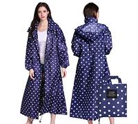 LAMA Imperméable long à manches longues avec capuche pour femme - Imperméable, réutilisable, pliable - pour le cyclisme, la moto, l’équitation, la randonnée et le trekking, L