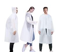 LAMA Lot de 3 ponchos de pluie réutilisables en EVA pour adultes Unisexe Imperméable avec capuche pour homme et femme, Transparent, taille unique