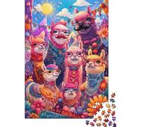 Lama Lunettes Fleurs 1000pcs Mini Puzzle pour Famille Difficile | 52x38cm Carton Décor Salon Structure Durable Cadeau Anniversaire Soulagement Anxiété