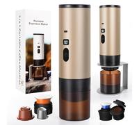 LAMA Machine à café portable, machine à expresso électrique avec Support mini machine à capsules, compatible avec les capsules le café moulu, chauffe instantanée, pour camping voyages, Champagne