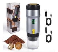 LAMA Machine à expresso électrique à capsules - Mini machine à café portable - Compatible avec capsules de café/poudre, Chauffage instantané pour voiture et extérieur - Argent