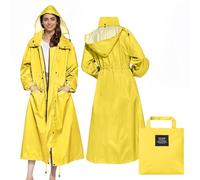 LAMA Manteau imperméable long élégant, poncho de pluie unisexe avec poche à rabat imperméable, vêtements de pluie pour adultes, veste de pluie, vêtements de protection contre la pluie, Jaune XL
