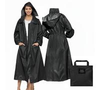 LAMA Manteau Imperméable Long Élégant, Poncho de Pluie Unisexe Avec Poche à Rabat, Vêtements de Protection Pour Adultes, Noir L