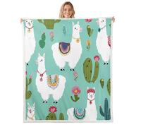Lama Mignon Dessin Animé Boho Llama Alpaga Couvertures Couverture Canape Chaude Confortable Plaids pour Voiture Divans Chaises 150x200cm