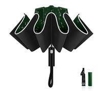 LAMA Parapluie Pliant 105cm Automatique Ouverture Pliable et Fermeture Résistant au Vent Parapluie de Voyage avec bandes réfléchissantes 10 nervures en fibre de verre renforcée Anti-UV Vert