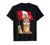 Lama pérou Drapeau Lunettes de Soleil drôles T-Shirt Graphique avec Valeur, Homme, Noir, M