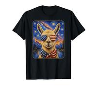 Lama Portant des Lunettes Drapeau américain T-Shirt Graphique avec Valeur