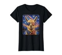 Lama Portant des Lunettes Drapeau américain T-Shirt Graphique avec Valeur
