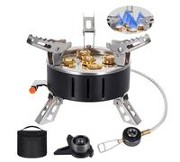 LAMA Réchaud à gaz de camping 11000 W avec allumage piézoélectrique, réchaud à gaz de camping pour toutes les cartouches à vis, coupe-vent, compact, durable, portable, brûleur à gaz avec boîte de