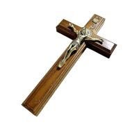 Lamala Crucifix mural en bois massif catholique pour prière chrétienne tenant une croix d'ornement pour la maison, le bureau, petite croix en bois