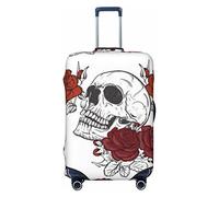 LAMAME Housse de Valise Imprimé Crâne Humour Housse Élastique Housse de Protection Lavable, Tête de mort florale., XL