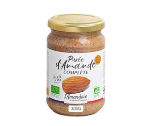 L'AMANDAIE Purée d'Amande Complète Crue Bio 300 g - Artisanat Français, Bocal Verre - Lot de 2