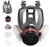 LAMANICE Masque à gaz complet avec filtre à charbon actif de 40 mm et filtres 6001CN, masques à gaz contre la poussière, la peinture, le polissage, la soudure, la vapeur organique, les produits