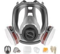 LAMANICE Masque respiratoire intégral avec filtres, bouchons d'oreille et gants, masque à gaz pour peinture, soudure, produits chimiques, menuiserie, poussière, gaz, ponçage, polissage