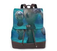 Lamantin de mer,Sac à dos imperméable pour femme, sac à dos de voyage léger en cuir PU tendance
