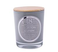 Lamare - Bougie parfumée Cotton & Linen n° 18 - Bougie végétale 100% - Verre en verre et couvercle en bois - 7,5×10 cm - +/- 15 h - CERABELLA