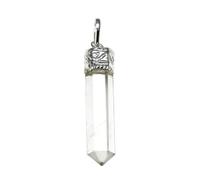 LAMARE - Pendentif en CRISTAL DE ROCHE - Embouts en minéraux - Sertissage en cuivre plaqué argent - Pièces artisanales uniques - Dimensions entre 2 et 4 cm