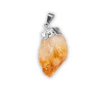 LAMARE - Pendentif Pointe Citrine en Argent avec Finition Électrolytique - Pierre Argent et Créativité - Taille Moyenne de 3 cm à 4 cm - Spécial Cadeau - 1 Pièce, 4 cm, Minéral, Citrine