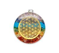 LAMARE - Pendentifs en Résine Chakras Fleur de Vie et Étoile de David et Fleur de Vie- Style Orgonite - Symboles Spirituels Puissants - Cristaux Énergétiques -1 Unité (Fleur de la Vie)