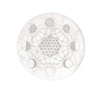 LAMARE - PLAQUES CIRCULAIRES EN SELENITE - Outil énergétique pour recharger les cristaux et les espaces - Pierre de selenite naturelle - Diamètre 10 cm (Plaque Sélénite Phases Lunaires)