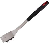 LAMART LT5024 Brosse à grillades avec poils en acier, grattoir en acier inoxydable et fil d'acier, poignée souple, acier, acier inoxydable, plastique, argenté / noir, longueur 39 cm