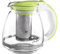 Lamart Théière en verre LT7028 avec filtre, 1,5 L, couvercle plastique, vert