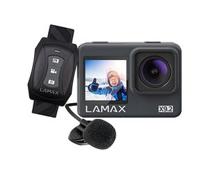 LAMAX Caméra d'action X9.2 avec résolution 4K à 60 fps, Meilleure stabilisation MAXSmooth, écrans de 1,3″ sur Le Devant, 22 Accessoires, télécommande, Microphone Externe, Wi-FI, étanche jusqu'à 40 m