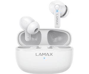 Lamax Clips1 Play Oreillette Bluetooth Stereo blanc affichage de la charge de la batterie, boîtier de charge, volume réglable, résistant à la sueur, commande