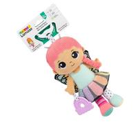 LAMAZE Mon Amie Flora Clip & Go, Jouet Sensoriel Bébé avec Sons Froissés et Textures, Anneau de Dentition et Miroir, Attache Poussette et Siège Auto, Jouet de Développement Doux dès la Naissance