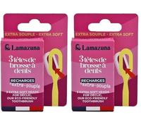 Lamazuna Recharge de 3 têtes de brosse à dents - Extra souple (Lot de 2)