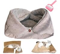 Lamb Plush Bed Pad for Cats,Multifunctional Reversible Fall Winter Warm Thickened Cat Sleeping Mat,Washable Portable Soft Cozy Blanket Cushionr,for Living Room Apartment Travel (Grey, Small)