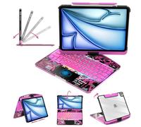 lambasa Étui avec clavier pour iPad Air 11" (M3/M2, 2025/2024), étui avec clavier compatible avec iPad Air 4/5 de 11" et iPad Pro 1ère 4e génération, rotation à 360° avec pavé tactile, rose