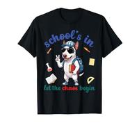 L'ambiance de la rentrée Scolaire d'un Chien Bull Terrier apparaît dans Let The Chaos Begin T-Shirt