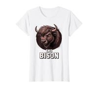 L'ambiance Emo Bison T-Shirt Graphique avec Valeur, Femme, Blanc, M