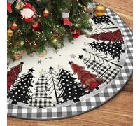 Lambluefly Cache Pied Sapin de Nnoel de 122cm(48 Pouces), Jupe de Sapin de Noel de Noël à Carreaux de Buffle Rouge et Noir, Tapis Sapin Noel, Idéal pour Les Decoration Noel Sapin