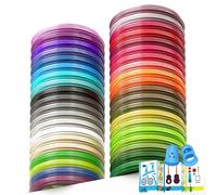 Lambluefly Fil Stylo 3D PLA, 40 Couleurs 1,75MM Recharge Stylo 3D, 5M Chacun,Total 200M Filament Stylo 3D avec Manchon en Silicone pour Les Doigts et Modèle,Recharge 3D Pen Filament pour SCRIB3D