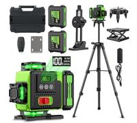Lambluefly Niveau Laser avec Trepied 4 x 360°, 4D 16 Lignes Laser Chantier avec 2 x 5000mAh Batterie & Affichage LED, Niveau Laser 360 Autonivelant, APP, Télécommande, IP54 Étanche et Anti-Poussière