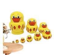 Lambo 10 Poupées Empilables en Bois Russe, Matriochka, Poupées Empilables Russes De Canard Jaune, Jouets Amusants pour Enfant Matriochka Poupées Empilables Russes