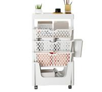 Lambo Bibliothèque mobile à 5 niveaux avec roulettes, polyvalente, avec chariot de rangement durable, grand chariot de rangement à roulettes pour la maison, le bureau