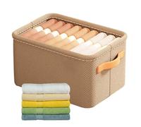 Lambo Paniers de rangement pliables | Boîte de rangement pour vêtements en coton et lin avec poignée - Organiseur de garde-robe souple - Boîte à vêtements tendance pour jeans, pulls, leggings