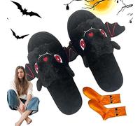 Lambo Pantoufles De Maison De Chauve-souris, Pantoufles Chaudes En Peluche, Pantoufles Antidérapantes Et Confortables En Peluche Chauve-souris Avec Chaussettes, Chaussons Mignons D'Halloween