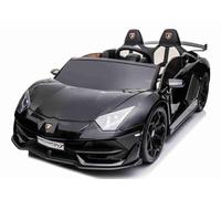 Lamborghini Aventador SVJ Carbon 24 V, noir métallisé, 2 places, cuir, enfants de 1 à 7 ans, télécommande RC