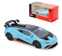CMJ Lamborghini Huracán STO 1:43 Voiture miniature moulée sous pression - Bleu - Objet de collection détaillé - Produit sous licence officielle